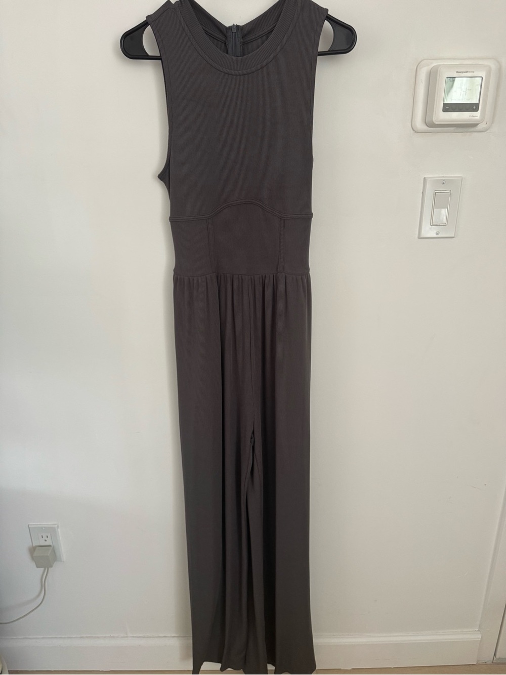 Cider Sleeveless Wide-Leg Jumpsuit in Charcoal Gray